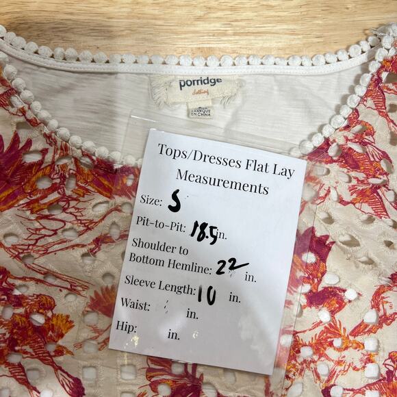 Anthropologie Porridge Arber Eyelet Lace Floral Top Women's S Coastal Resortwear - Picture 7 of 7